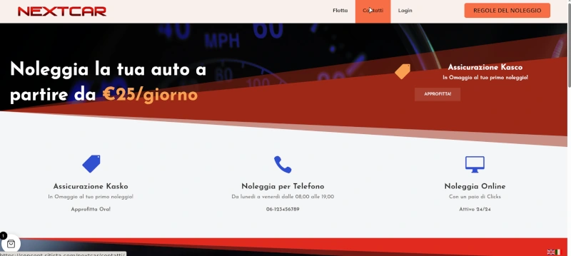 Nextcar: sito web per noleggio di veicoli